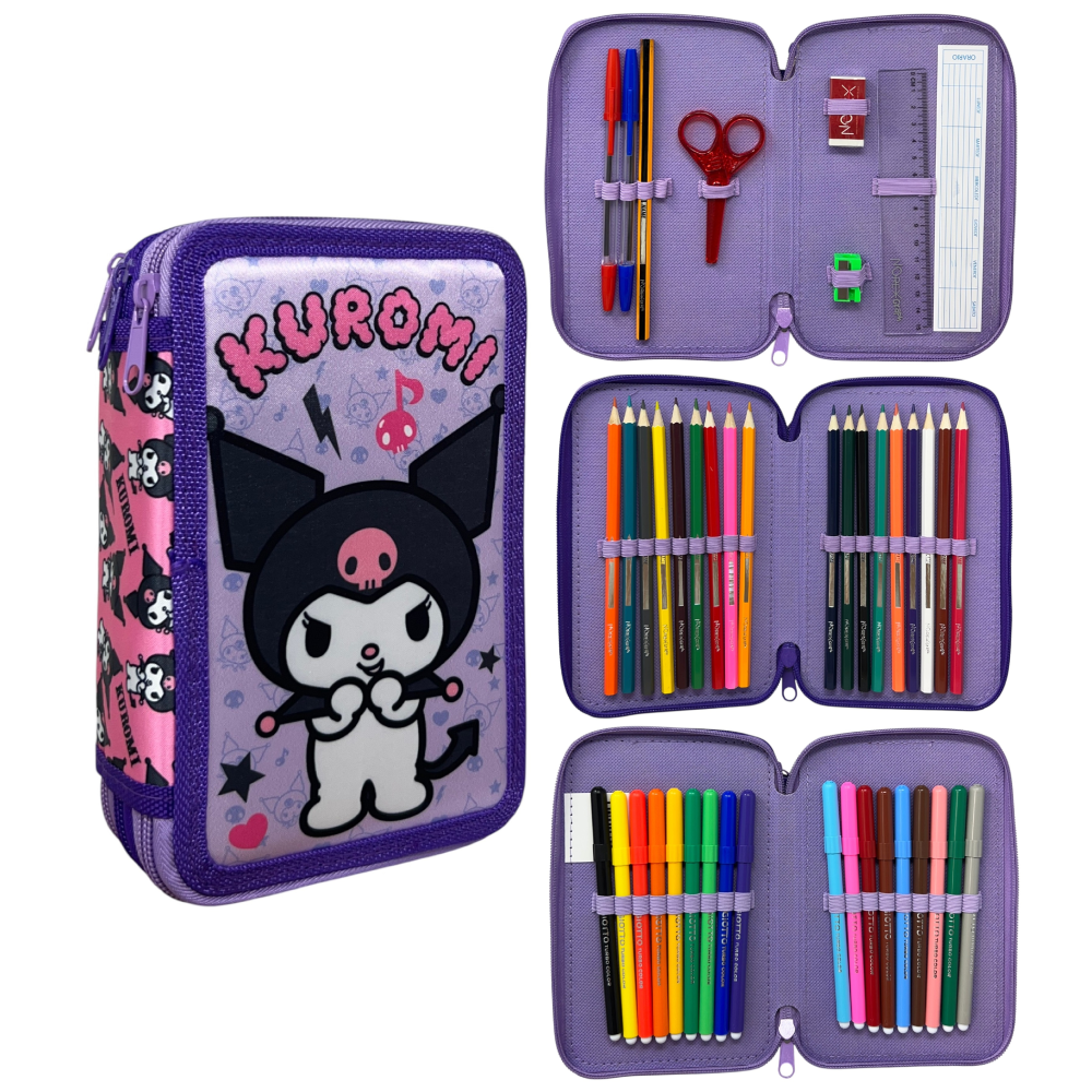 Astuccio 3 zip Kuromi