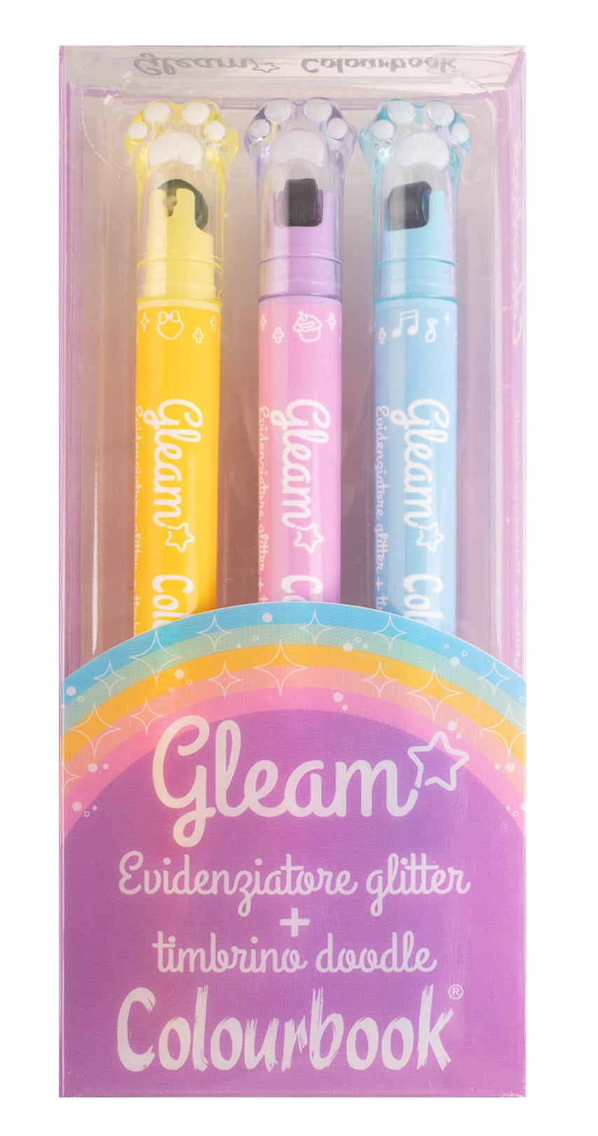 Set 3 Evidenziatori con timbro Gleam
