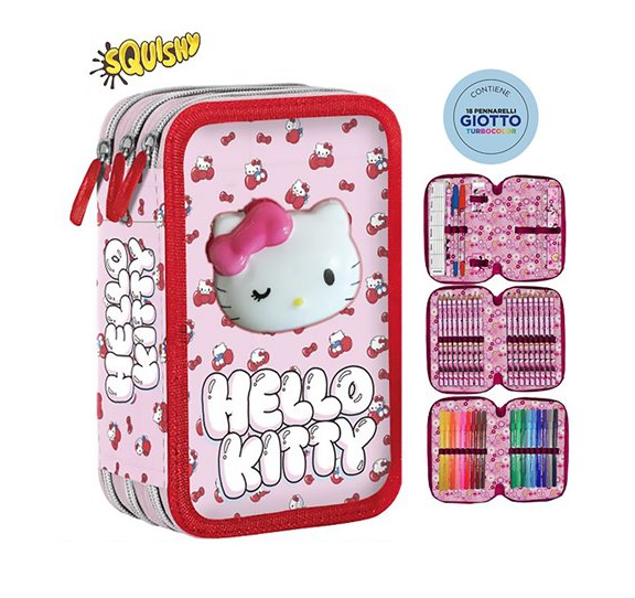 Astuccio 3 zip Hello Kitty squishy
