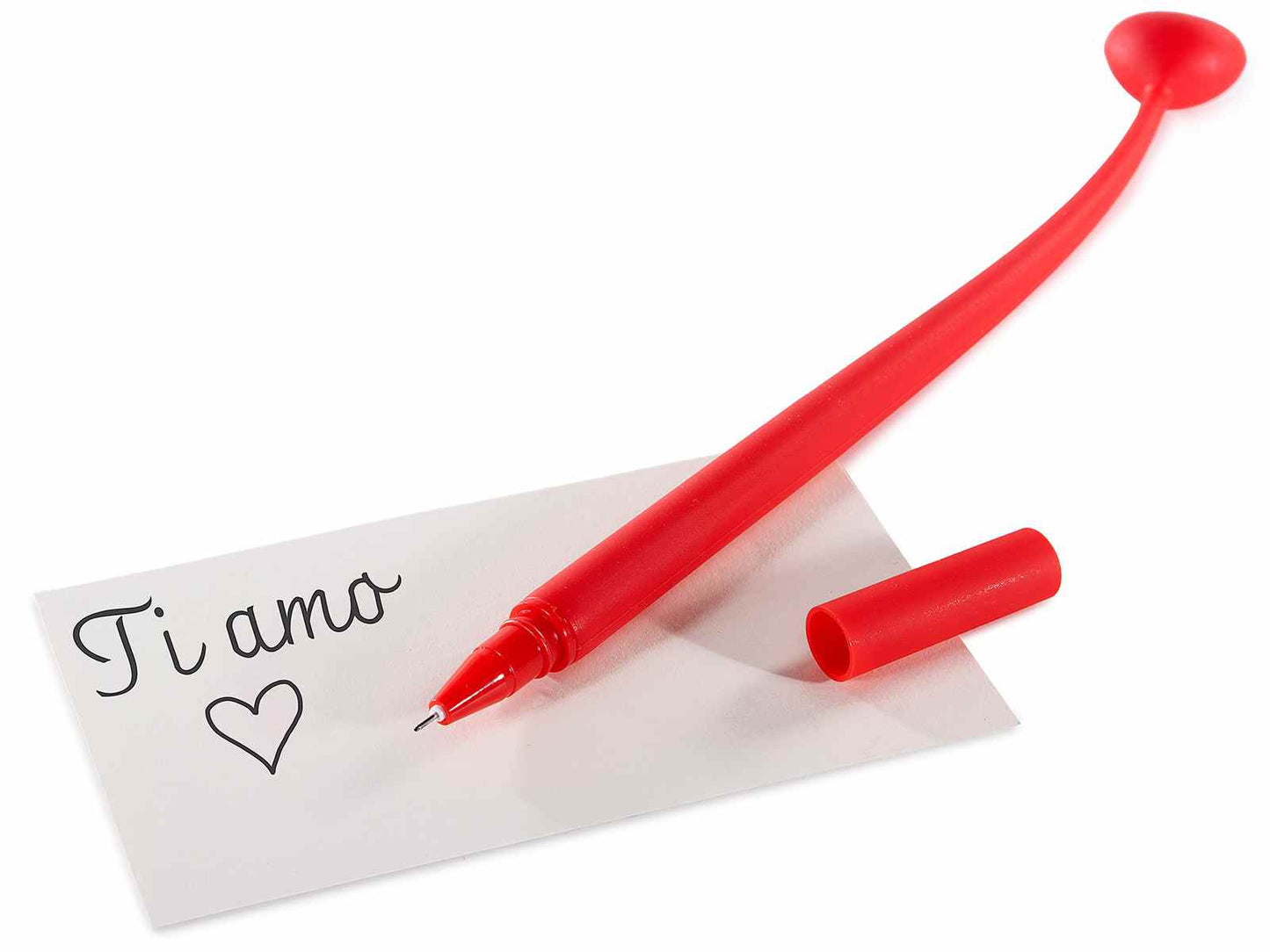 Penna a sfera con cuore rosso in silicone flessibile