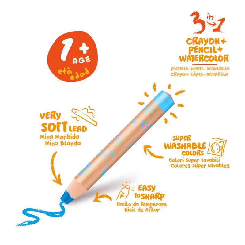 Pastelloni 3 in 1 + Temperino BABY- 6 Pz