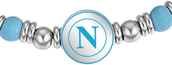Bracciale SSC NAPOLI in acciaio e pietre azzurre