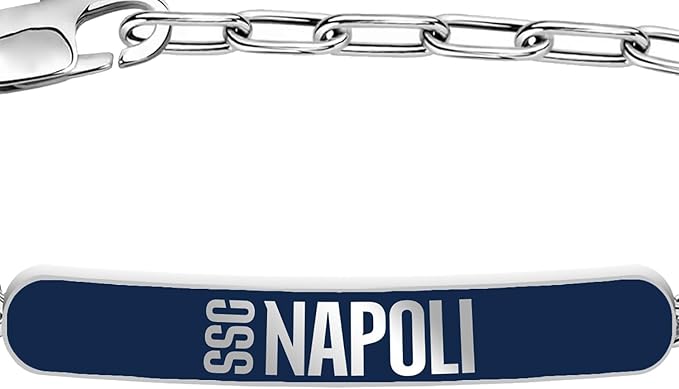 Bracciale SSC NAPOLI in acciaio con targhetta blu