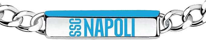 Bracciale SSC NAPOLI in acciaio e targhetta scritta azzurra