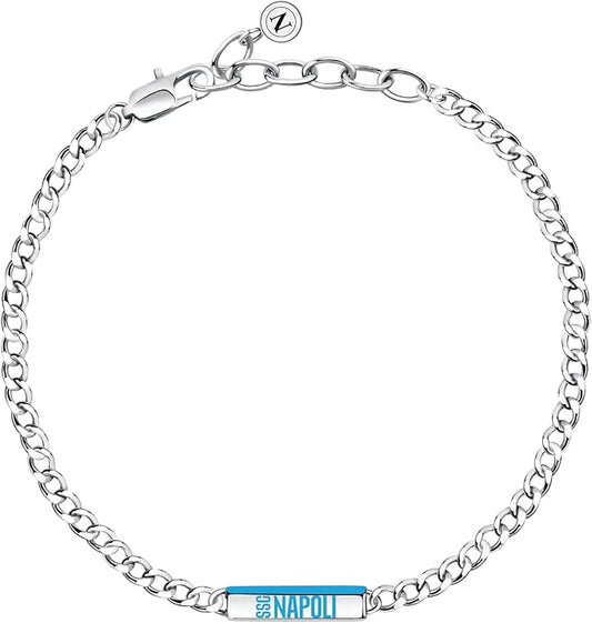 Bracciale SSC NAPOLI in acciaio e targhetta scritta azzurra