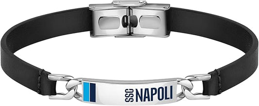 Bracciale SSC NAPOLI in acciaio e pelle