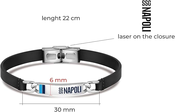 Bracciale SSC NAPOLI in acciaio e pelle