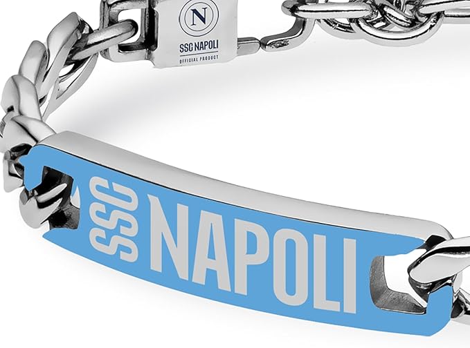 Bracciale SSC NAPOLI  in acciaio con targhetta azzurra
