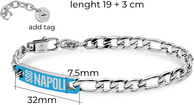 Bracciale SSC NAPOLI  in acciaio con targhetta azzurra