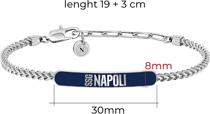 Bracciale SSC NAPOLI in acciaio con targhetta blu