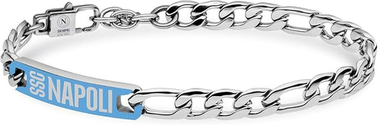 Bracciale SSC NAPOLI  in acciaio con targhetta azzurra