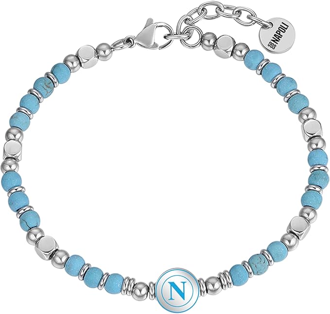Bracciale SSC NAPOLI in acciaio e pietre azzurre