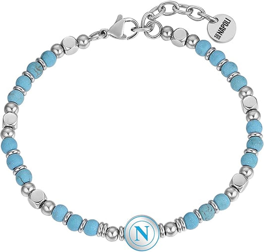 Bracciale SSC NAPOLI in acciaio e pietre azzurre