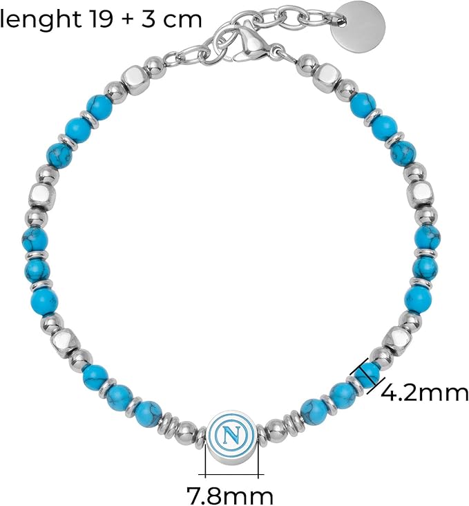 Bracciale SSC NAPOLI in acciaio e pietre azzurre