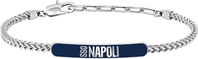 Bracciale SSC NAPOLI in acciaio con targhetta blu