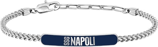 Bracciale SSC NAPOLI in acciaio con targhetta blu
