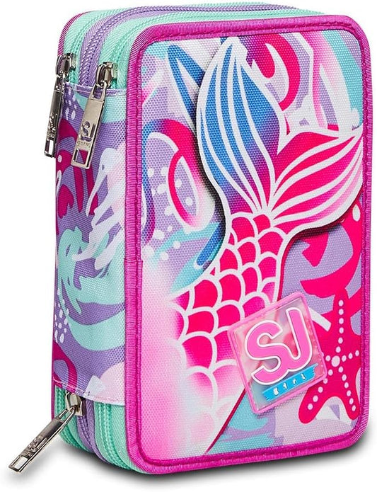 Astuccio 3 Zip SEA BEAUTY, Rosa