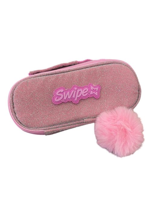Astuccio ovale Swipe rosa glitter