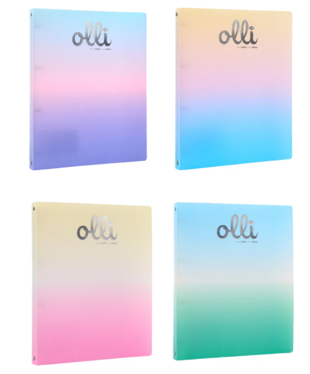 Raccoglitore 4 Anelli Glitter Rainbow Olli