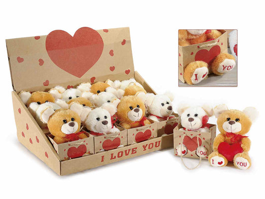 Orsetto I love You in peluche con cuore in borsetta di carta