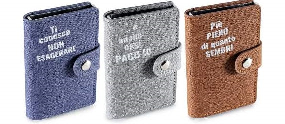 Portafoglio in similpelle con chiusura a bottone con RFID