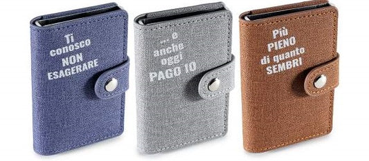 Portafoglio in similpelle con chiusura a bottone con RFID