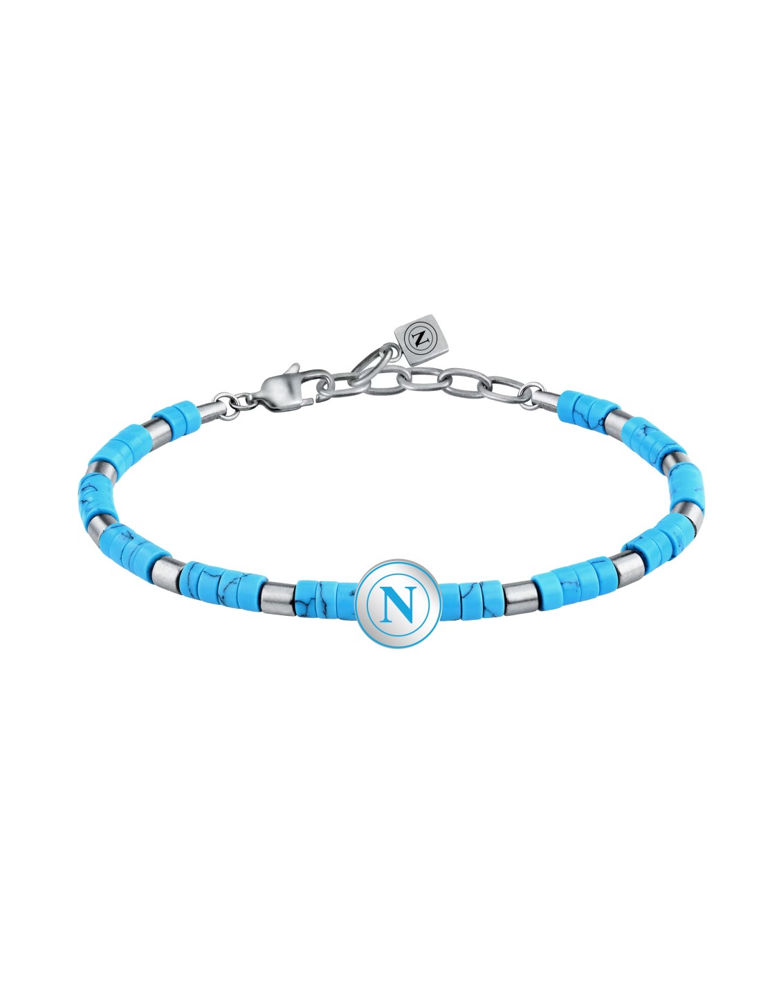 Bracciale SSC NAPOLI in acciaio e pietre turchesi