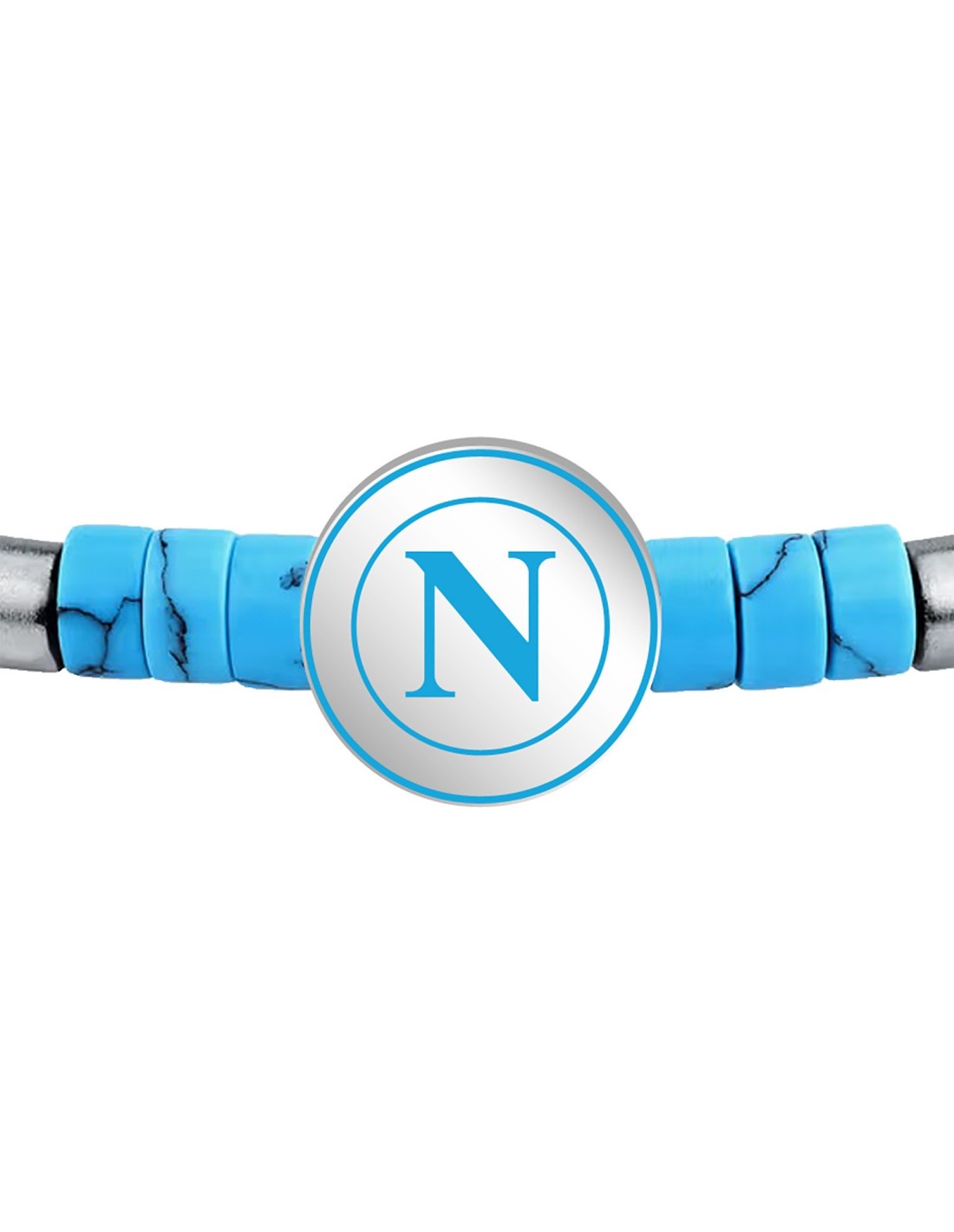 Bracciale SSC NAPOLI in acciaio e pietre turchesi