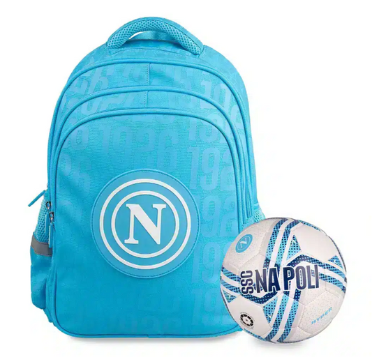 Zaino scuola SSC Napoli azzurro con pallone omaggio